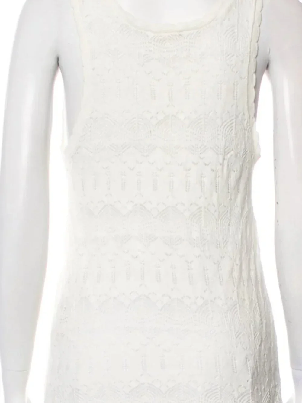 Spell Siesta Cami Organic Cotton Knit Tank XS Boho Lace in White Sands - Picture 4 of 15